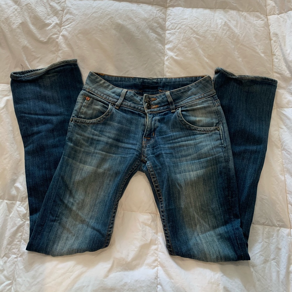 Hudson Jeans. Boot cut, flap pockets